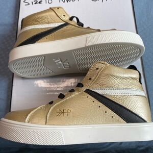 Freshly Picked‎ Leather Gold and Black High-Top Sneakers - Unisex Kids size 10